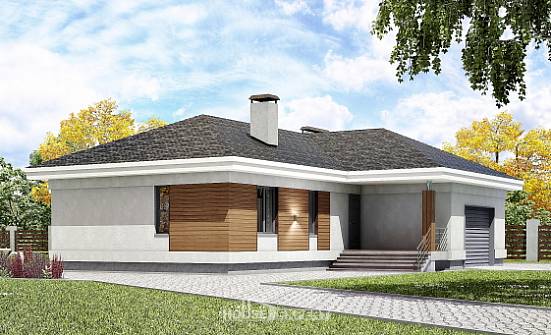 165-001-П Проект одноэтажного дома и гаражом, простой коттедж из бризолита Моршанск | Проекты домов от House Expert