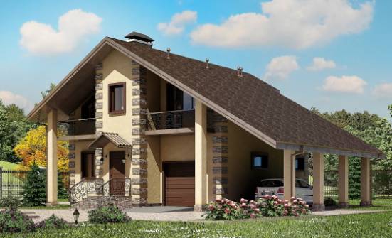 150-003-П Проект двухэтажного дома мансардой и гаражом, бюджетный загородный дом из теплоблока Тамбов | Проекты домов от House Expert