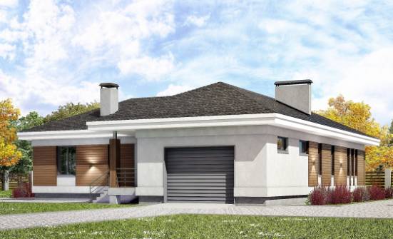 165-001-П Проект одноэтажного дома и гаражом, простой коттедж из бризолита Моршанск | Проекты одноэтажных домов от House Expert