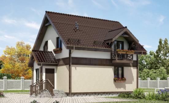 105-001-П Проект двухэтажного дома с мансардным этажом, доступный коттедж из газобетона Мичуринск | Проекты домов от House Expert