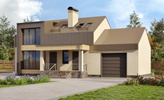 150-015-Л Проект двухэтажного дома мансардой и гаражом, бюджетный коттедж из твинблока Моршанск | Проекты домов от House Expert