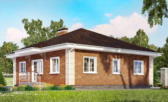 100-001-Л Проект одноэтажного дома, простой дом из пеноблока Мичуринск | Проекты одноэтажных домов от House Expert