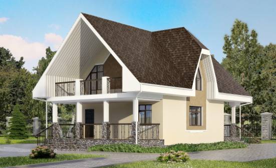 125-001-Л Проект двухэтажного дома мансардный этаж, простой домик из блока Моршанск | Проекты домов от House Expert