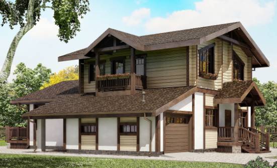 190-004-П Проект двухэтажного дома с мансардным этажом и гаражом, классический коттедж из поризованных блоков из дерева Моршанск | Проекты домов от House Expert
