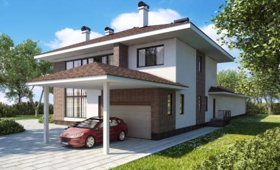 340-001-П Проект двухэтажного дома, гараж, современный домик из кирпича Тамбов | Проекты домов от House Expert