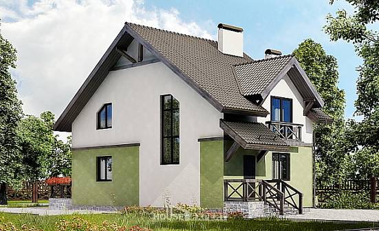 120-003-П Проект двухэтажного дома с мансардным этажом, бюджетный домик из блока Мичуринск | Проекты домов от House Expert