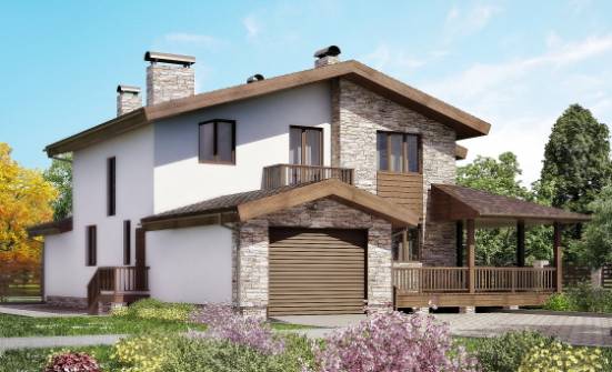 220-001-П Проект двухэтажного дома с мансардой и гаражом, красивый домик из керамзитобетонных блоков Мичуринск | Проекты домов от House Expert