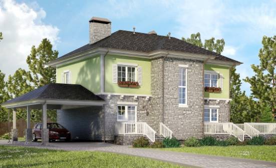 155-006-П Проект двухэтажного дома и гаражом, небольшой коттедж из арболита Мичуринск | Проекты домов от House Expert