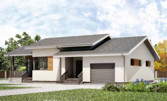 135-002-П Проект одноэтажного дома, гараж, бюджетный загородный дом из поризованных блоков Моршанск | Проекты домов от House Expert
