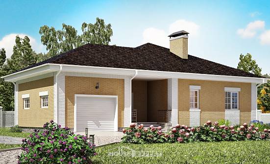 130-002-Л Проект одноэтажного дома, гараж, простой дом из арболита Тамбов | Проекты домов от House Expert
