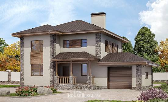 185-004-П Проект двухэтажного дома, гараж, простой дом из керамзитобетонных блоков Моршанск | Проекты домов от House Expert