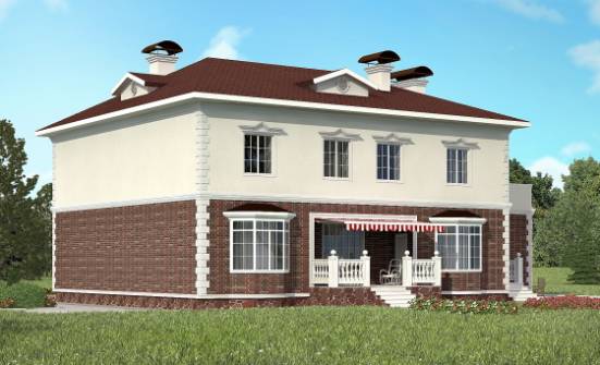 380-001-Л Проект двухэтажного дома и гаражом, красивый дом из кирпича Мичуринск | Проекты домов от House Expert