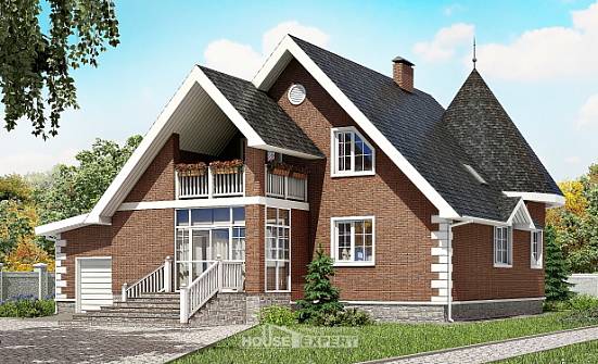 220-002-Л Проект двухэтажного дома мансардный этаж, гараж, просторный загородный дом из пеноблока Мичуринск | Проекты домов от House Expert