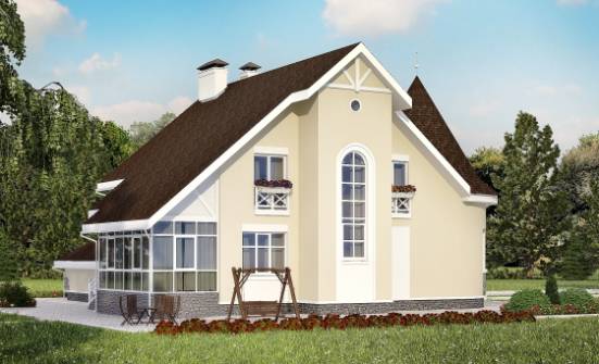 275-001-Л Проект двухэтажного дома с мансардным этажом и гаражом, современный коттедж из кирпича Моршанск | Проекты домов от House Expert