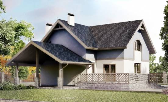 150-011-П Проект двухэтажного дома мансардой и гаражом, уютный домик из пеноблока Моршанск | Проекты домов от House Expert