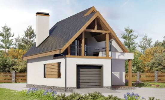 120-005-П Проект двухэтажного дома с мансардой и гаражом, бюджетный дом из арболита Моршанск | Проекты домов от House Expert