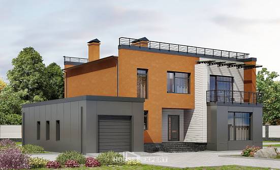 260-002-Л Проект двухэтажного дома и гаражом, классический домик из газосиликатных блоков Моршанск | Проекты домов от House Expert