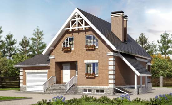 200-009-Л Проект трехэтажного дома мансардой, гараж, просторный домик из теплоблока Мичуринск | Проекты домов от House Expert