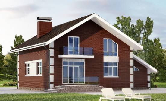 180-001-Л Проект двухэтажного дома мансардный этаж, гараж, бюджетный загородный дом из бризолита Тамбов | Проекты домов от House Expert