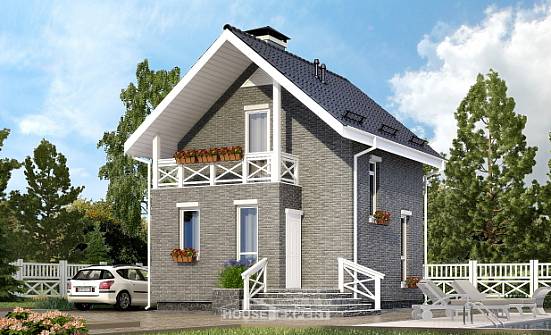 045-001-П Проект двухэтажного дома мансардой, эконом коттедж из пеноблока Тамбов | Проекты домов от House Expert
