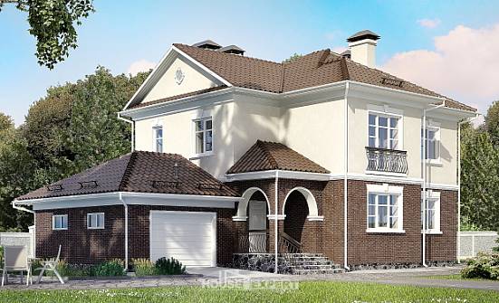190-002-Л Проект двухэтажного дома, гараж, классический дом из блока Тамбов | Проекты домов от House Expert