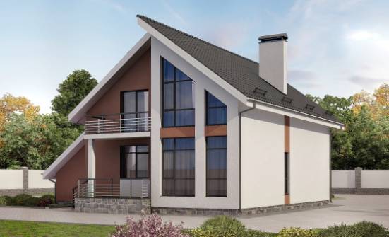 200-007-П Проект двухэтажного дома с мансардой, гараж, средний домик из блока Моршанск | Проекты домов от House Expert