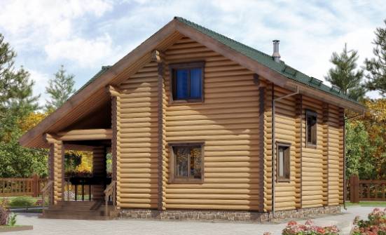110-005-П Проект двухэтажного дома с мансардным этажом, классический загородный дом из бревен Мичуринск | Проекты домов от House Expert