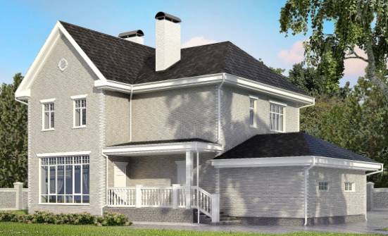 190-001-Л Проект двухэтажного дома, гараж, современный загородный дом из кирпича Мичуринск | Проекты домов от House Expert