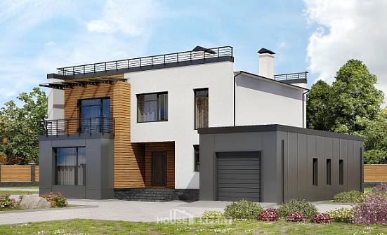 260-002-П Проект двухэтажного дома и гаражом, классический дом из арболита Тамбов | Проекты домов от House Expert