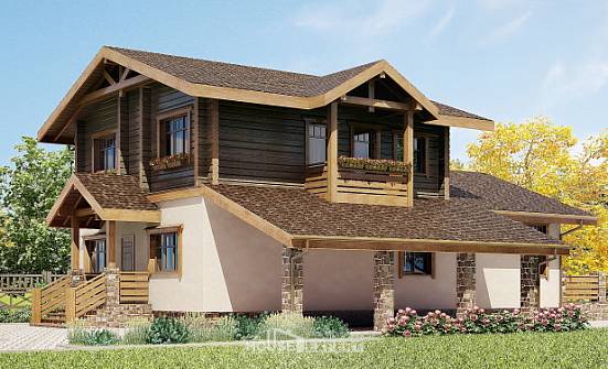170-004-П Проект двухэтажного дома мансардный этаж и гаражом, скромный дом из арболита из дерева Моршанск | Проекты домов от House Expert