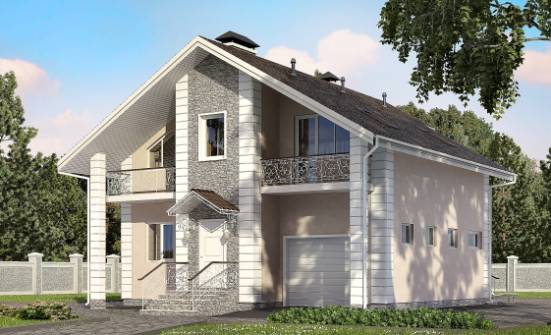 150-002-П Проект двухэтажного дома мансардный этаж и гаражом, скромный загородный дом из бризолита Моршанск | Проекты домов от House Expert