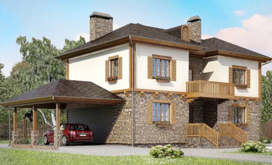 155-006-Л Проект двухэтажного дома, гараж, современный домик из газобетона Тамбов | Проекты домов от House Expert