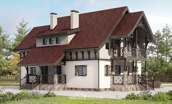 180-014-П Проект двухэтажного дома с мансардным этажом, компактный загородный дом из бризолита Мичуринск | Проекты домов от House Expert