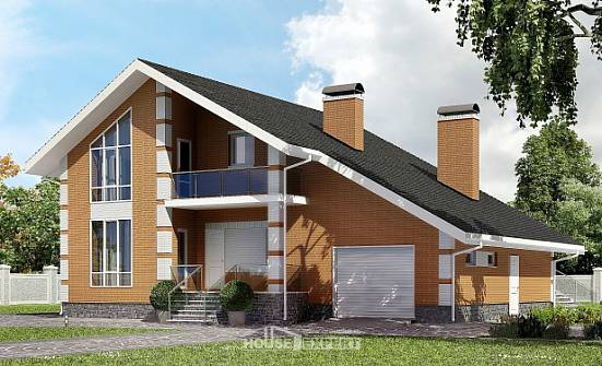 190-006-П Проект двухэтажного дома с мансардой и гаражом, классический коттедж из керамзитобетонных блоков Моршанск | Проекты домов от House Expert