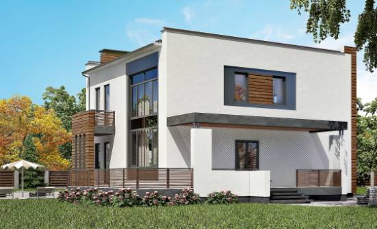 220-003-П Проект двухэтажного дома и гаражом, уютный дом из поризованных блоков Мичуринск | Проекты домов от House Expert