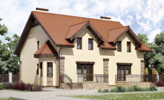 240-001-П Проект двухэтажного дома мансардой, уютный загородный дом из пеноблока Моршанск | Проекты домов от House Expert