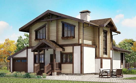 190-004-П Проект двухэтажного дома с мансардным этажом и гаражом, классический коттедж из поризованных блоков из дерева Моршанск | Проекты домов от House Expert