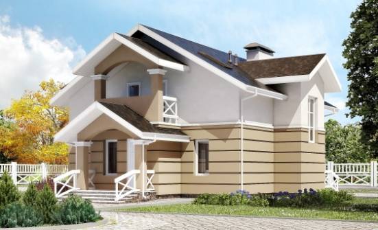155-009-П Проект двухэтажного дома с мансардным этажом, экономичный домик из блока Моршанск | Проекты домов от House Expert