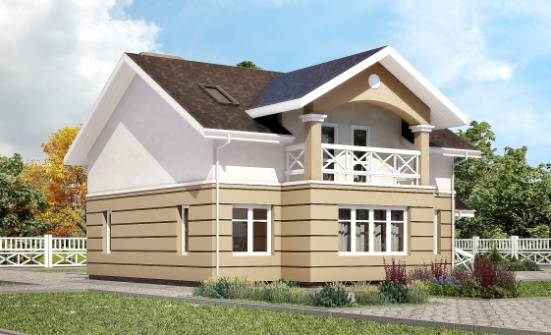155-009-П Проект двухэтажного дома с мансардным этажом, экономичный домик из блока Моршанск | Проекты домов от House Expert
