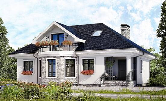 150-008-П Проект двухэтажного дома с мансардой, бюджетный домик из арболита Моршанск | Проекты домов от House Expert