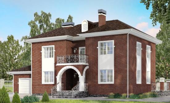 180-006-Л Проект двухэтажного дома и гаражом, простой загородный дом из кирпича Моршанск | Проекты домов от House Expert