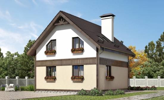 105-001-П Проект двухэтажного дома с мансардным этажом, доступный коттедж из газобетона Мичуринск | Проекты домов от House Expert