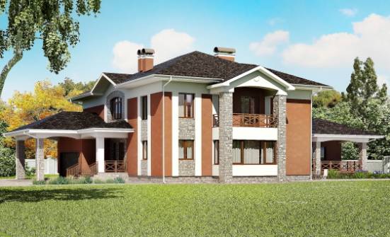 400-002-Л Проект двухэтажного дома и гаражом, огромный коттедж из кирпича Мичуринск | Проекты домов от House Expert