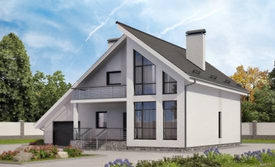 200-007-Л Проект двухэтажного дома мансардный этаж и гаражом, классический загородный дом из арболита Мичуринск | Проекты домов от House Expert