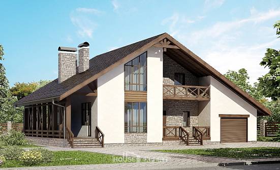 265-001-П Проект двухэтажного дома с мансардным этажом и гаражом, красивый коттедж из газосиликатных блоков Моршанск | Проекты домов от House Expert