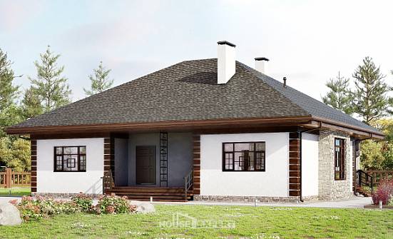 135-003-П Проект одноэтажного дома, простой домик из пеноблока Тамбов | Проекты домов от House Expert