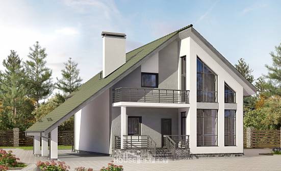 170-009-Л Проект двухэтажного дома мансардный этаж, гараж, компактный коттедж из арболита Тамбов | Проекты домов от House Expert