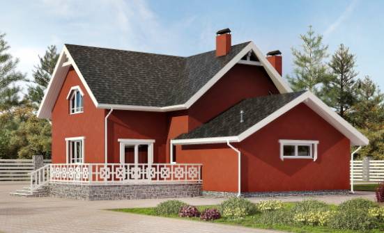 180-013-Л Проект двухэтажного дома с мансардой, гараж, скромный дом из блока Моршанск | Проекты домов от House Expert