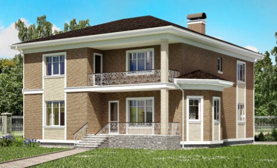 335-002-П Проект двухэтажного дома, гараж, уютный коттедж из кирпича Мичуринск | Проекты домов от House Expert