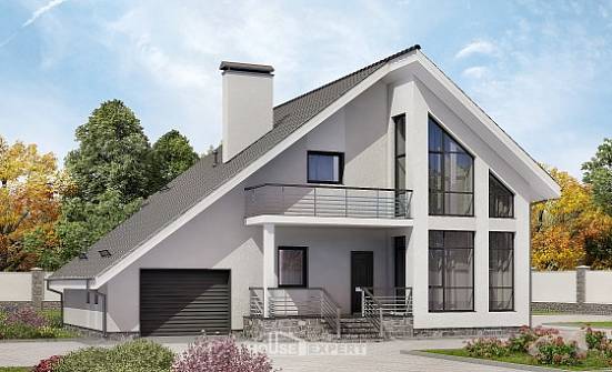 200-007-Л Проект двухэтажного дома мансардный этаж и гаражом, классический загородный дом из арболита Мичуринск | Проекты домов от House Expert